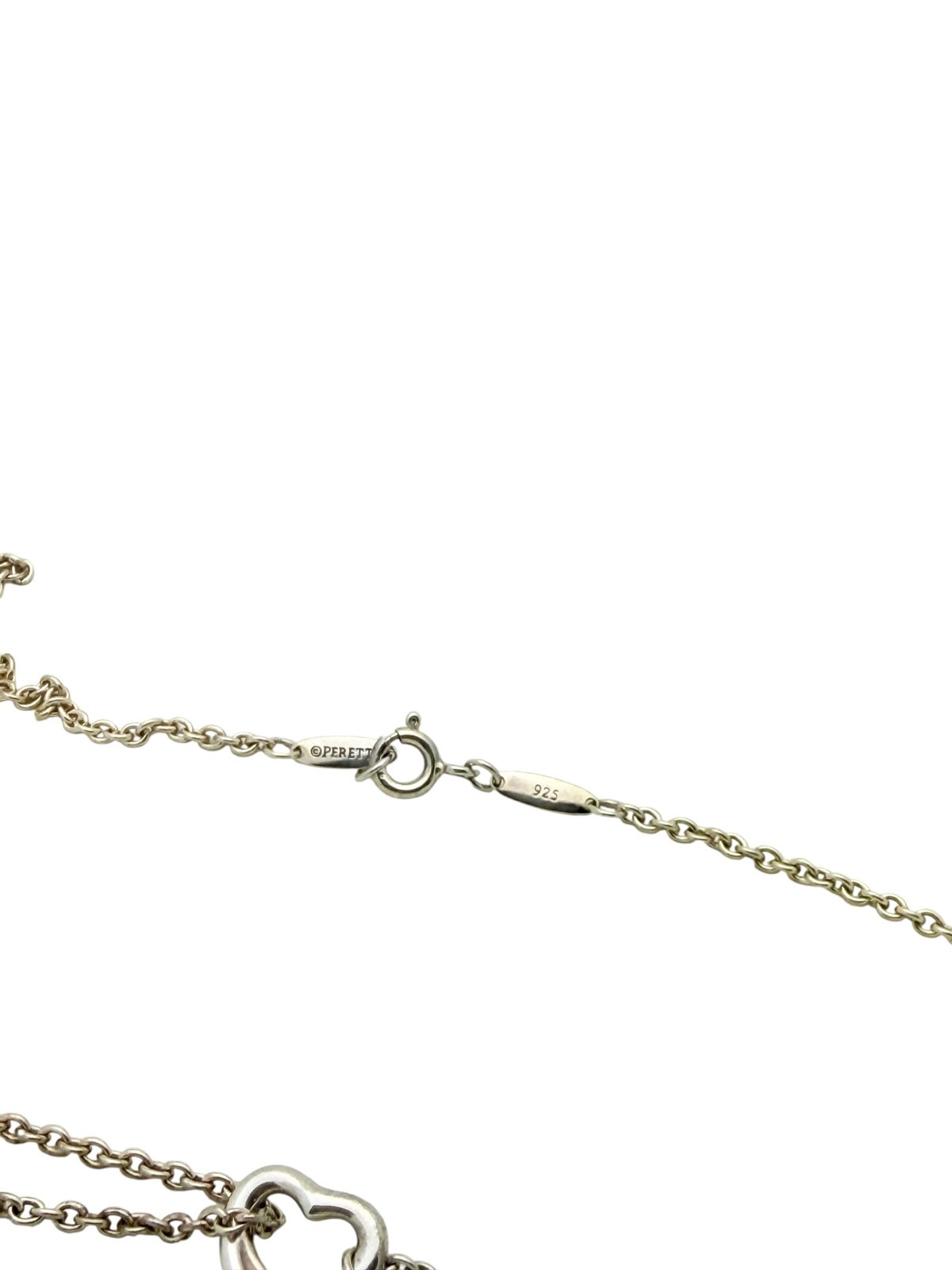 Tiffany & Co. Sterling Peretti Open Heart Pearl Lariat Pendant Necklace 18″