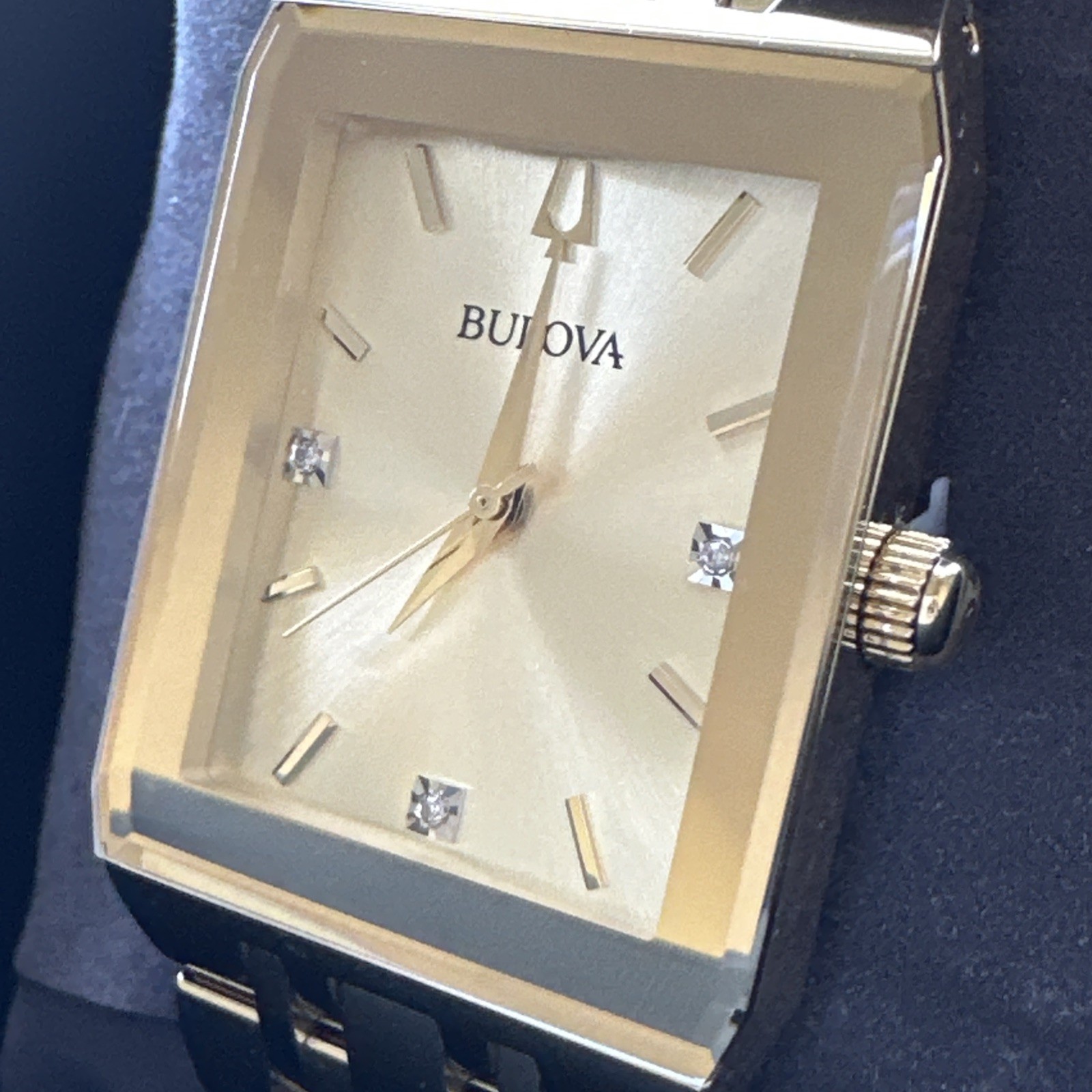 Bulova Quadra Quartz Diamond Champagne Dial Men’s Watch 97D120