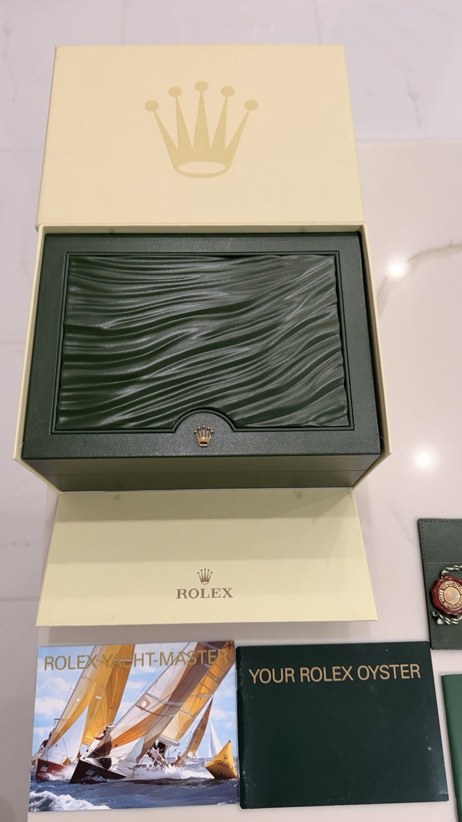 GENUINE Rolex Gold Yacht Master 16628 watch Box Booklets Tag SET Mid 2000s -2011