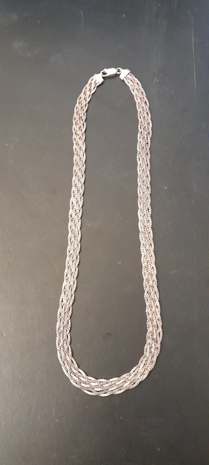 Vintage IBB 925 Sterling 7 Strand Braided Herringbone Necklace 23g 9mm
