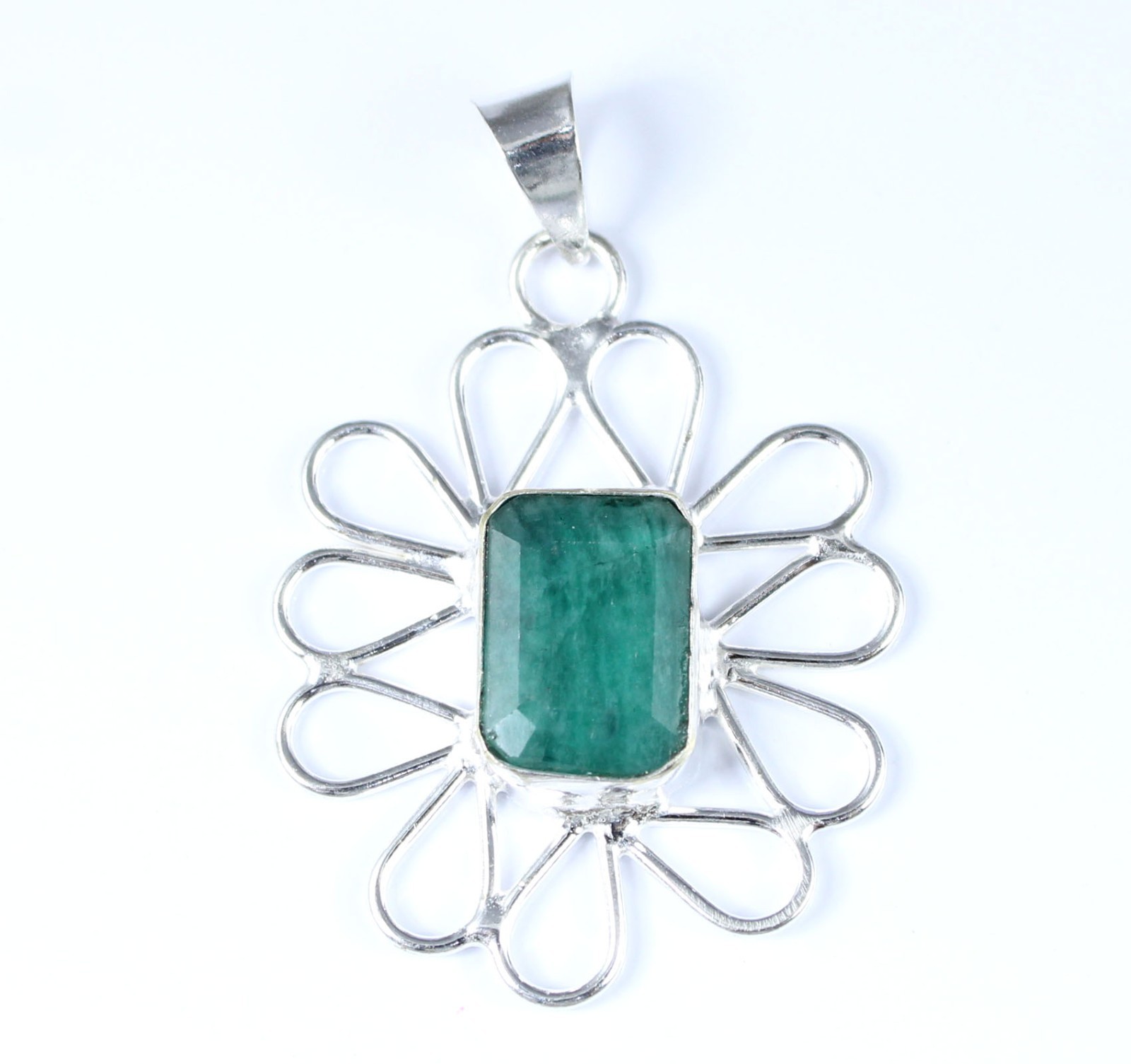 10.95 Ct Natural Green Emerald 12 x 8 mm Emerald Cut Gemstone Certified Pendant