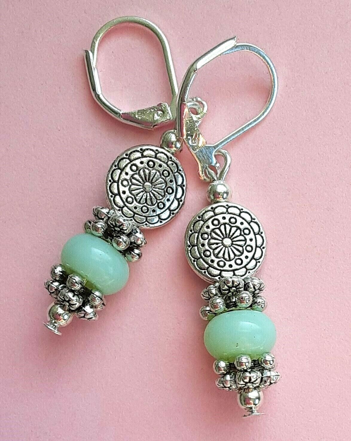 JADEITE “oriental look” DROPS Lever back handcrafted CHOOSE color XX