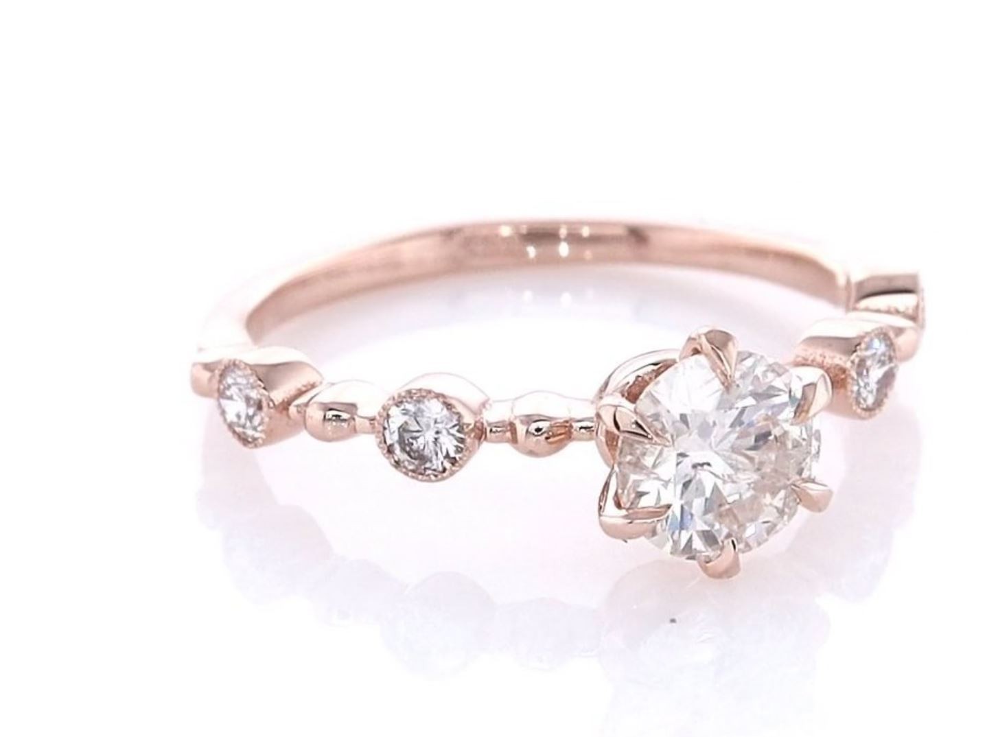 IGI Certified 0.74ct Natural Round Brilliant Cut Diamond Ring in 14K Rose Gold