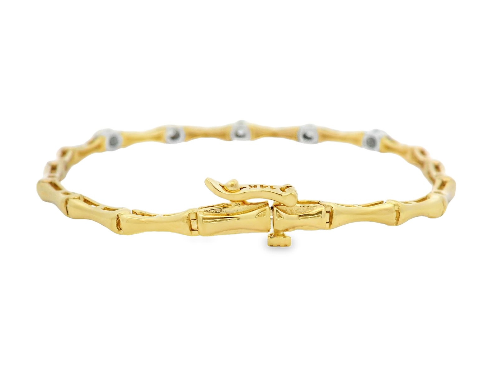 0.25ct Natural 5-Diamond Bezel Bracelet, 14k Multi-Tone Gold, 7″