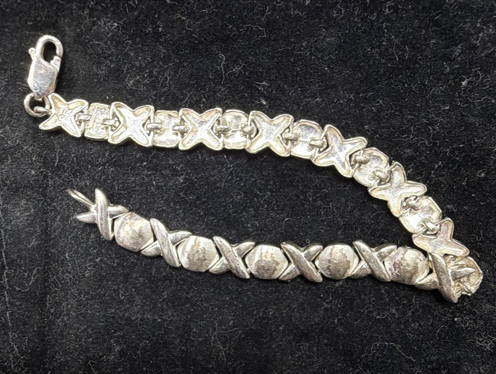 Sterling Silver “X And O” 7.25” Bracelet Hallmark NF