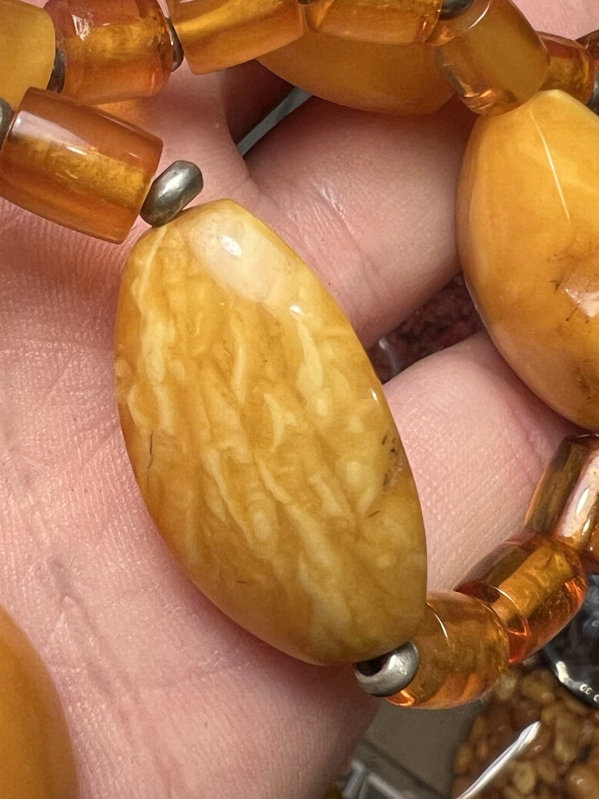 Antique Vintage Russian Baltic Butterscotch Egg Yolk Amber Bead Necklace