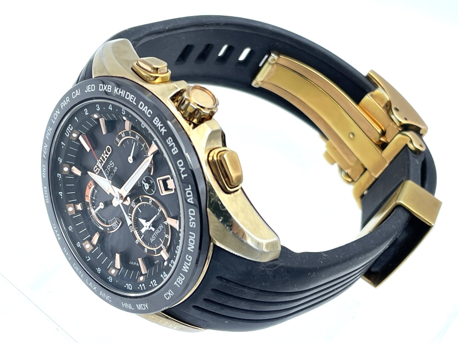 SEIKO ASTRON GPS Radio Wave Solar Men’s Watch Gold case 8X53-0AC0-2 Good coditio