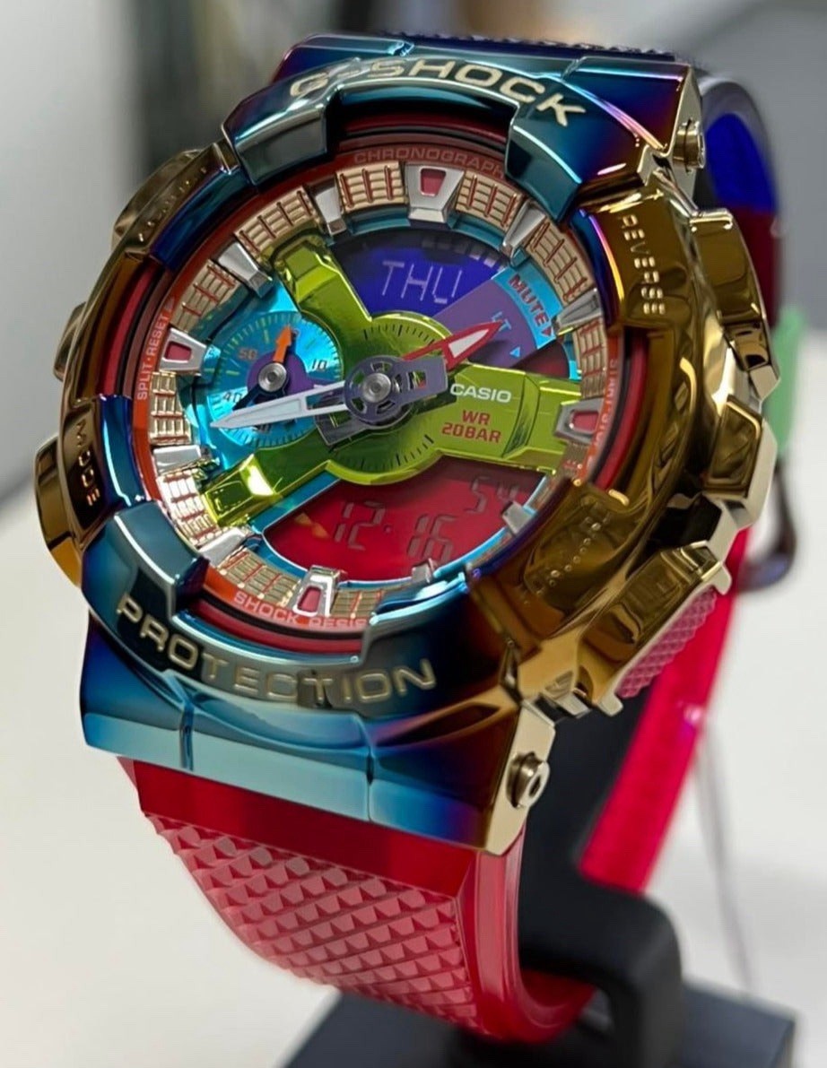 Casio G-SHOCK Analog/Digital Quartz Chronograph 200m Blue/Red Resin 51.9mm