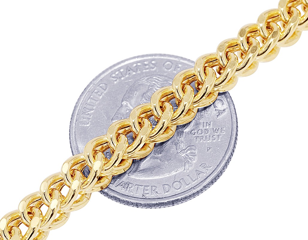 Hollow Franco Chain Bracelet 5MM 10K Gold 7″-9″