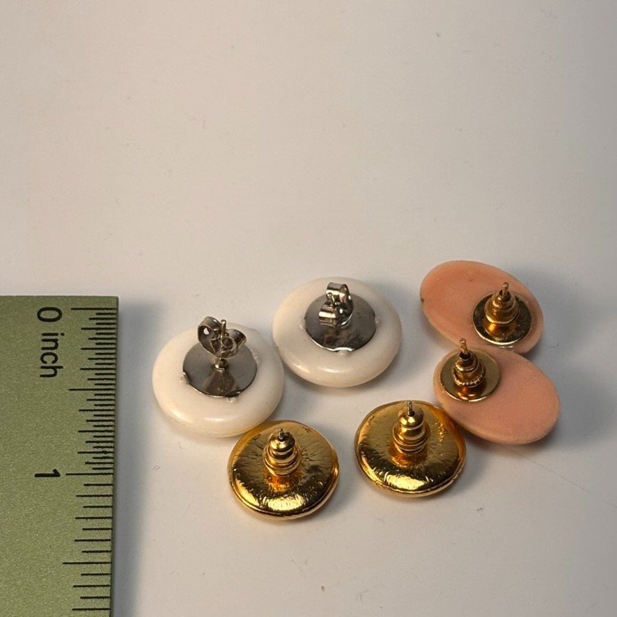 Vintage Earring Lot 80s Glam Glass Pearl Gold Tone Maximalist Glamour