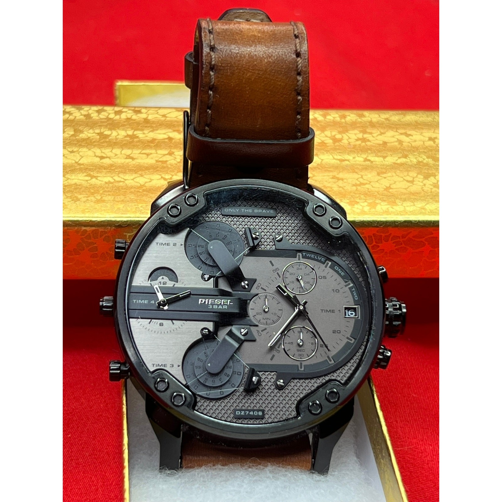 Diesel DZ7408 Little Daddy Chronograph Men’s Watch Brown Leather DZ-7408