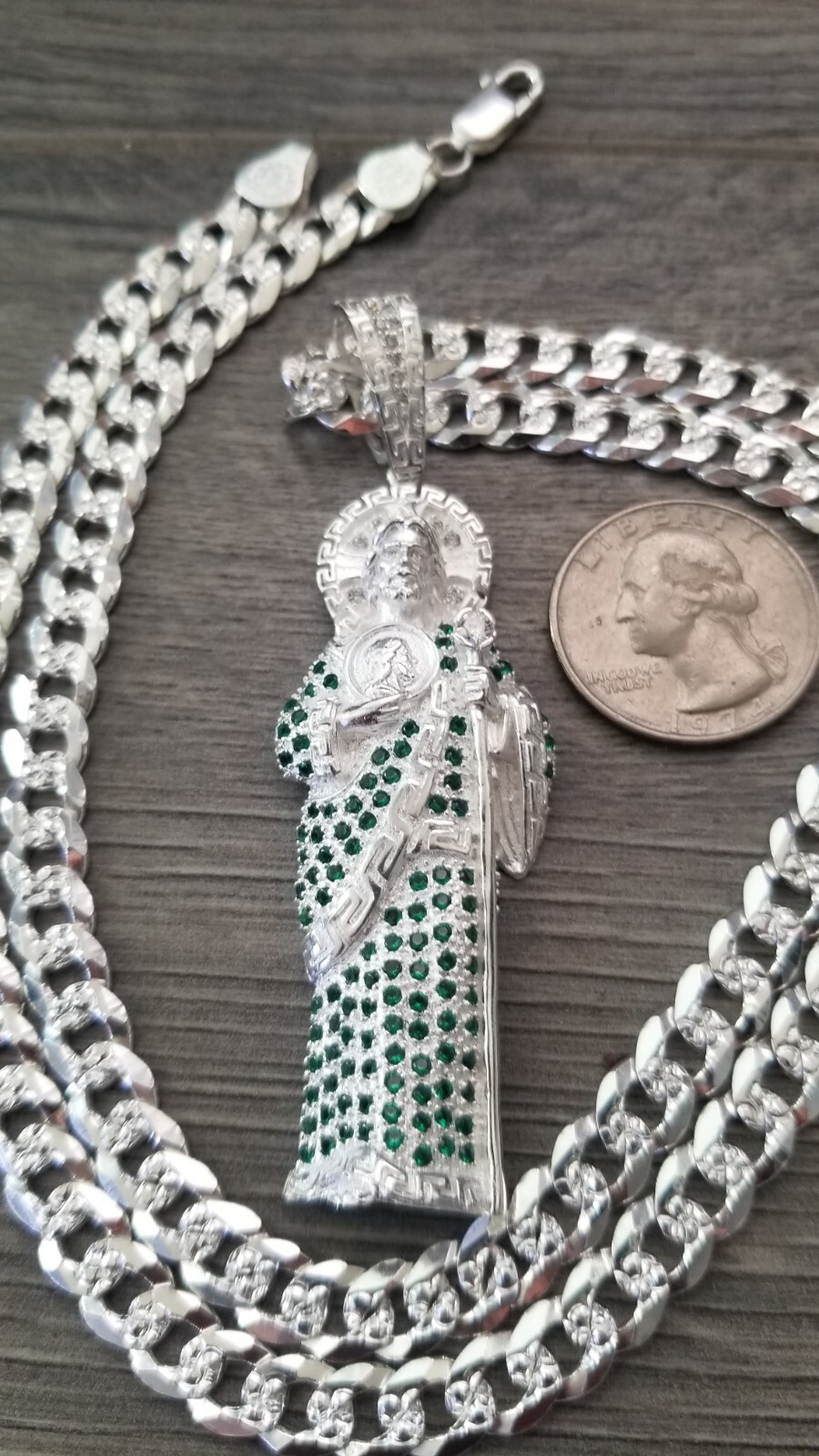 cadena y san judas plata 925 mx / sterling silver St jude & chain.