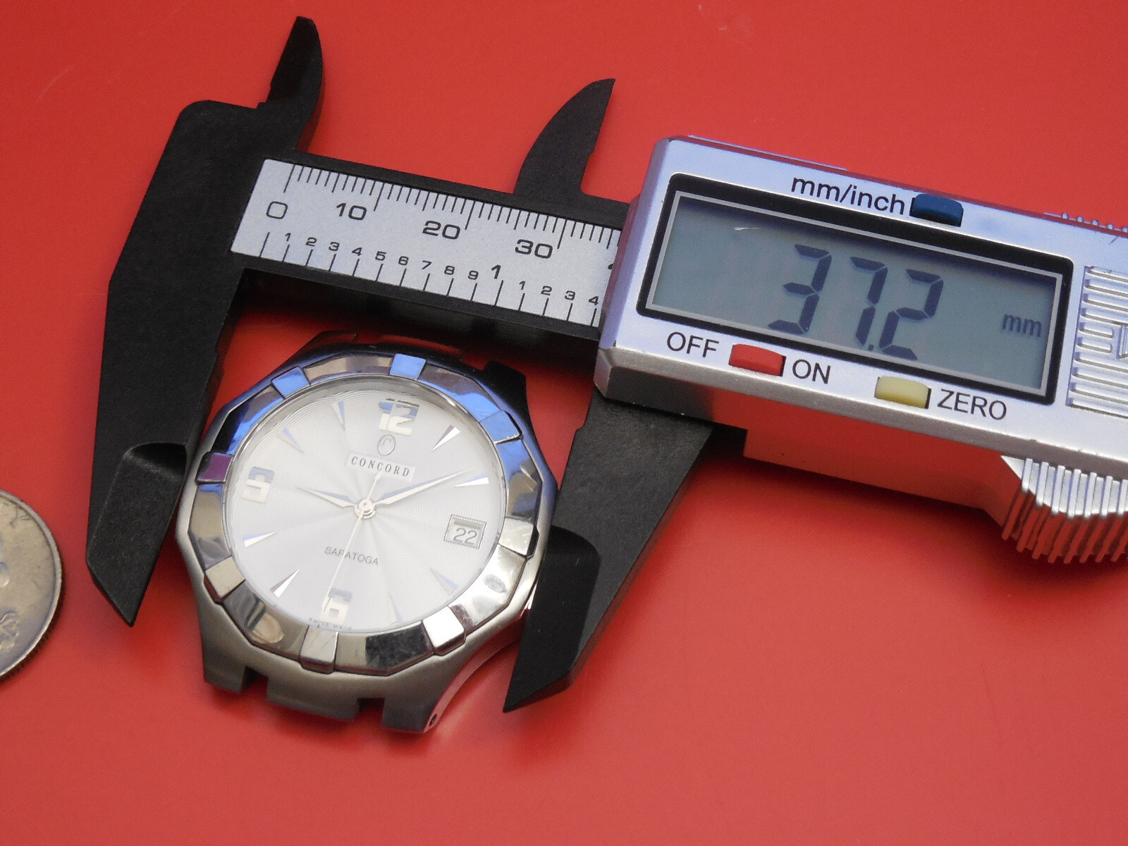 CONCORD SOLID STEEL CURRENT MODEL SARATOGA 37MM WATCH NEED STRAP