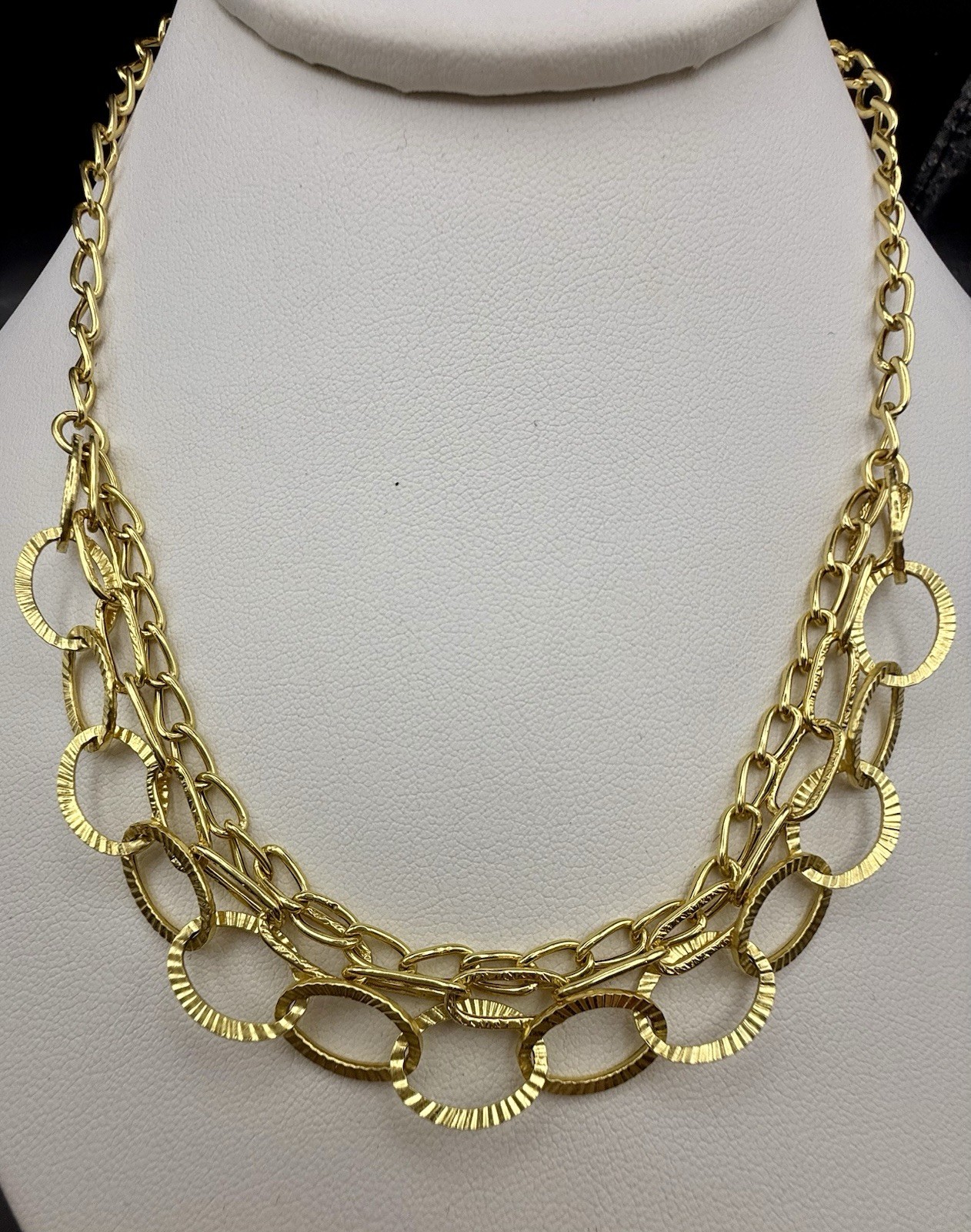 14k Solid Yellow Gold Italian Multi Link Statement Chain Necklace 18.5in, 5.1g