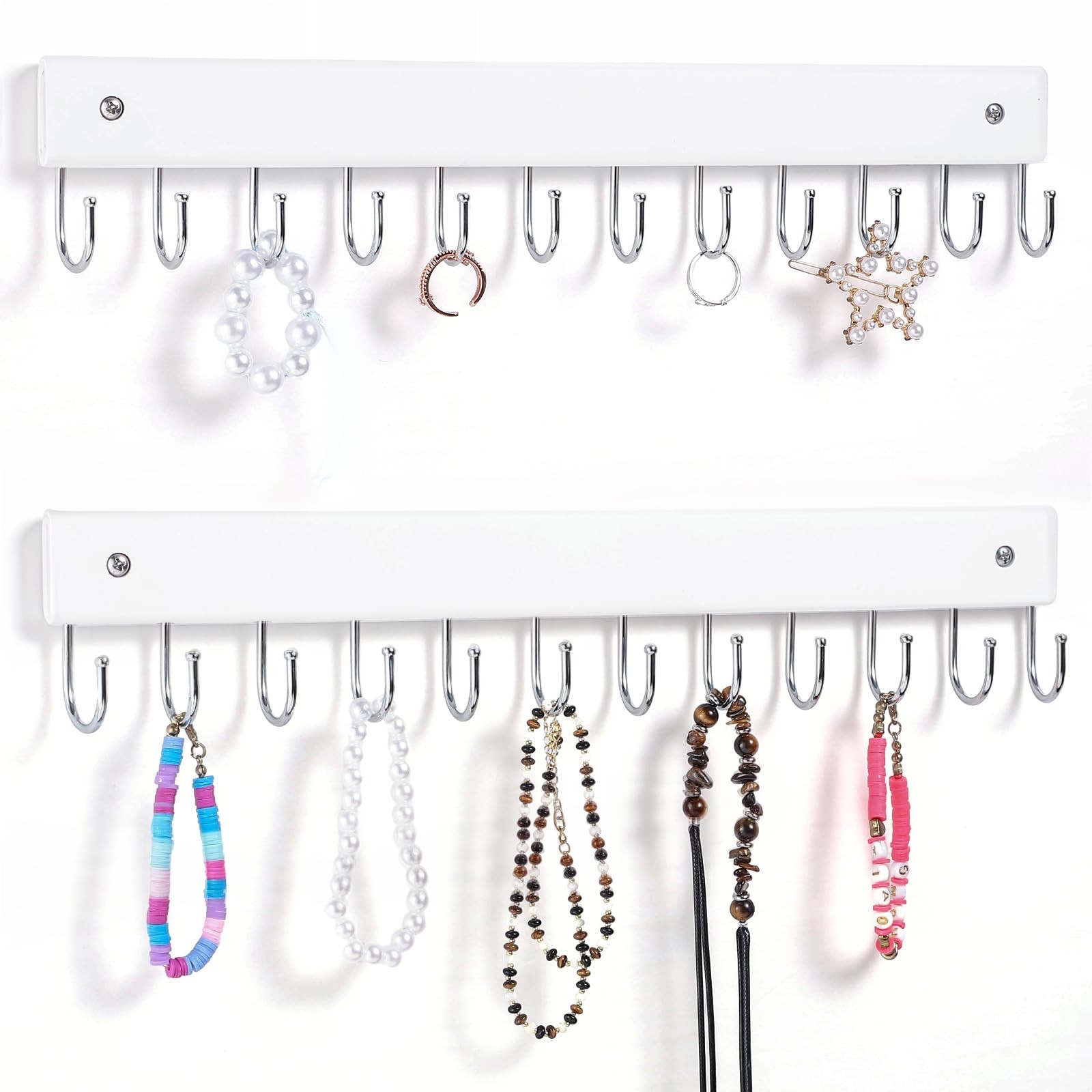 Hanging Jewelry Organizer Necklace Holder for Wall White Wall Mounted
