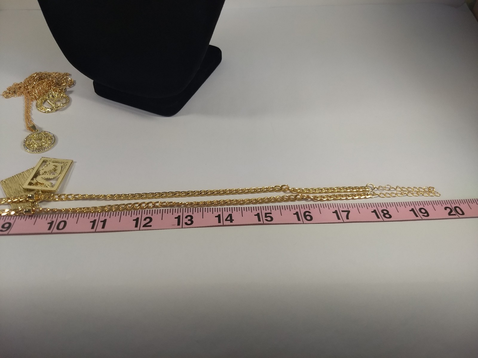 Dragon Pendant Necklace Lot 4 Gold Tone Pendants Chains Modern Rectangle Round