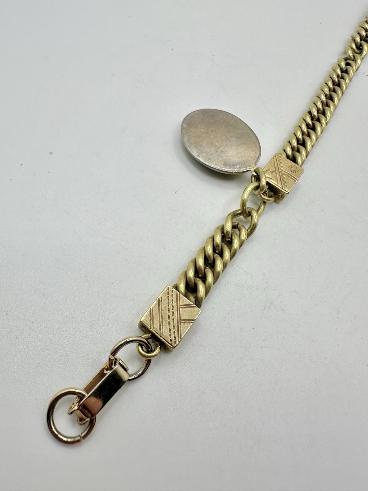 Antique VTG 7-8in Fob Chain Bracelet Cameo Brass? Gold Filled Swivel Clasp Read