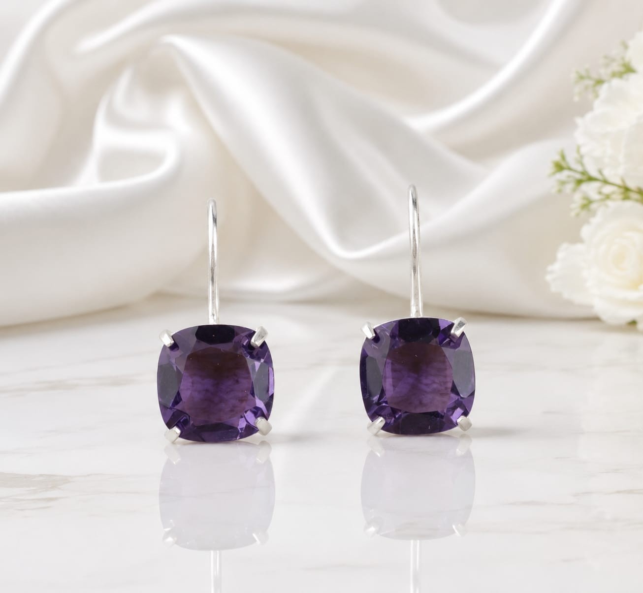 Iolite Gemstone 925 Sterling Silver Handmade Earring Birthday Gift For Her .