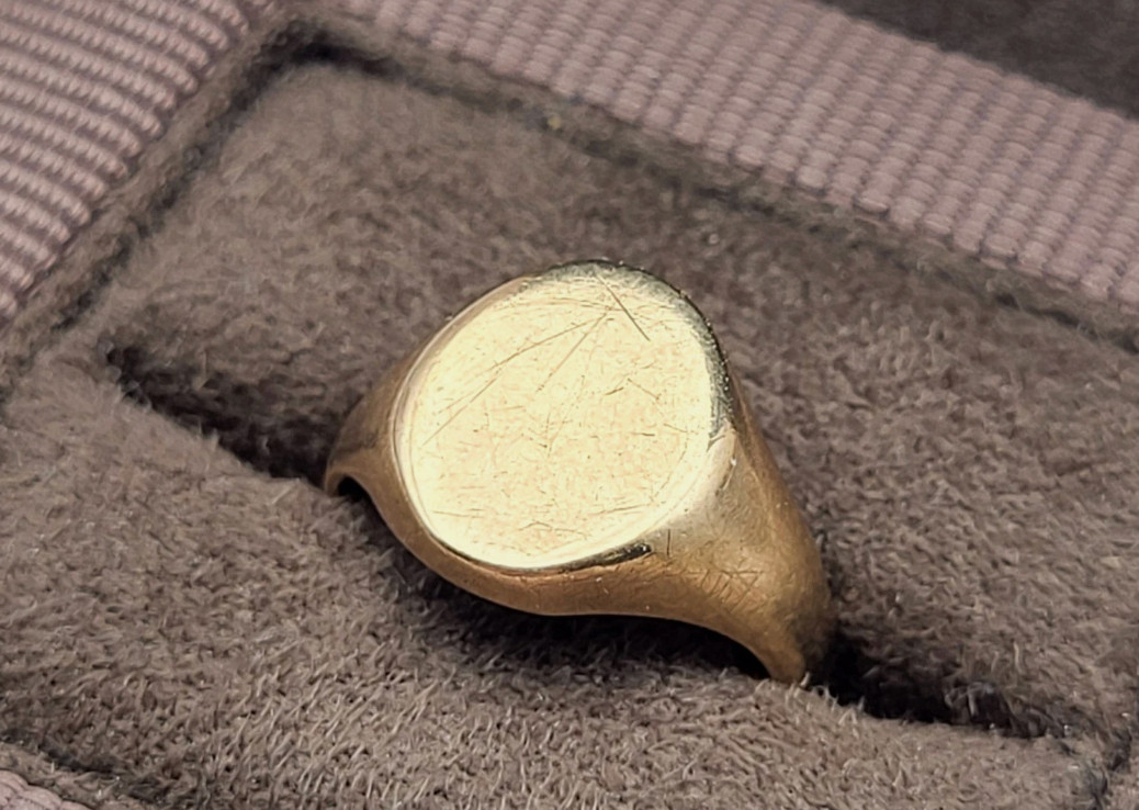 Antique 10K Yellow Gold Blank Oval Signet Initial Pinky Ring Sz 3.25