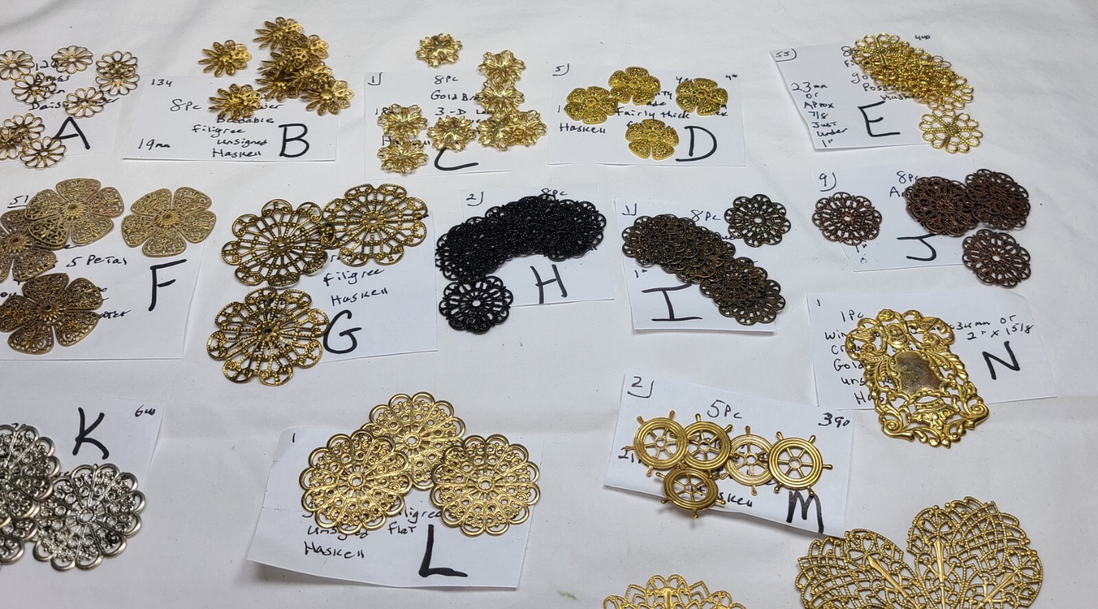 Vtg Miriam Haskell Filigree Stampings Findings for Jewelry Design Crafts Lot 64