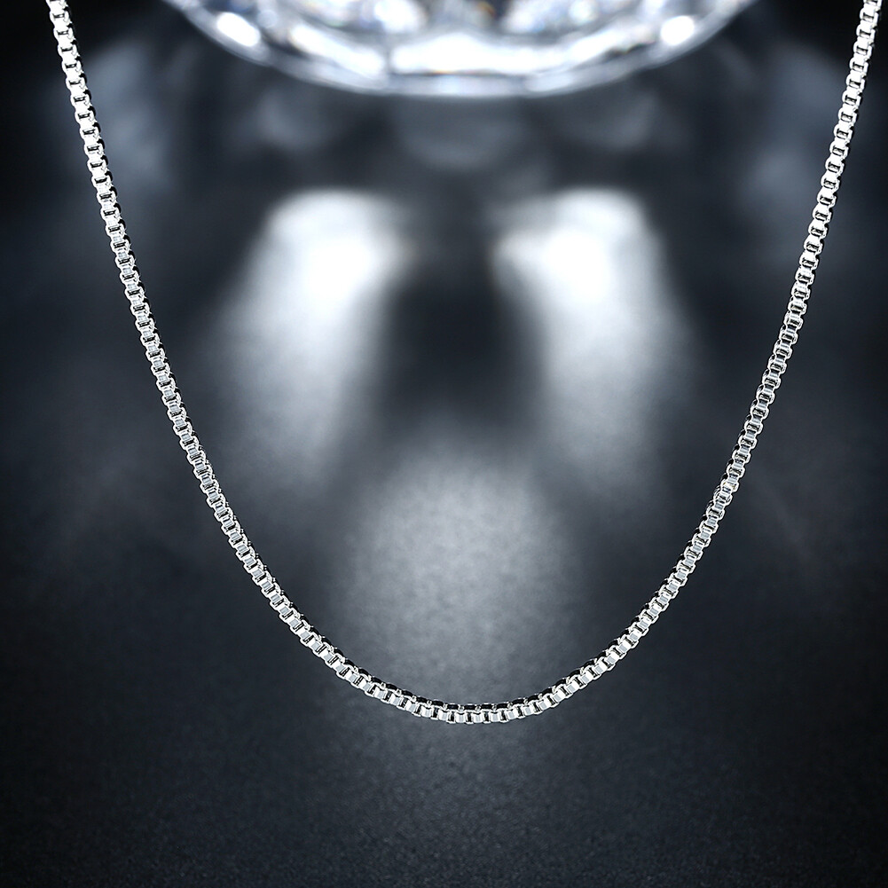 Mens Womens 925 Sterling Silver 2mm Wide Square Box Link Chain Necklace #N248