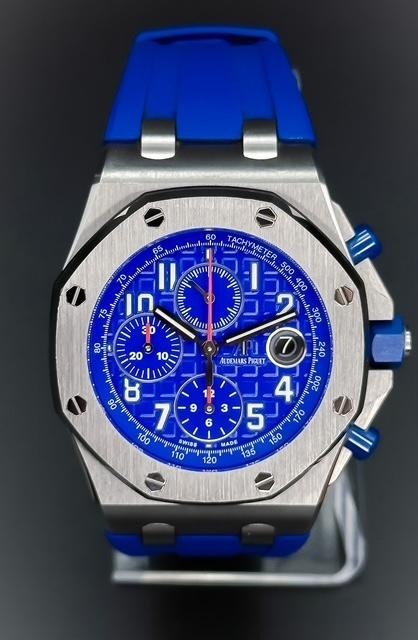 Audemars Piguet Royal Oak Blue Men’s Watch with Rubber Strap -…