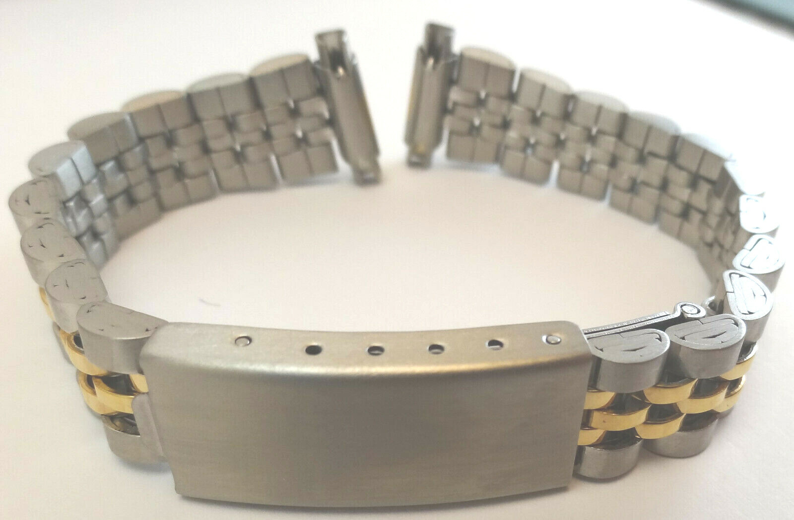 New Womens Speidel Stainless Steel 10-13mm 2 Tone Watch Band 6 1/4″ Long Trifold