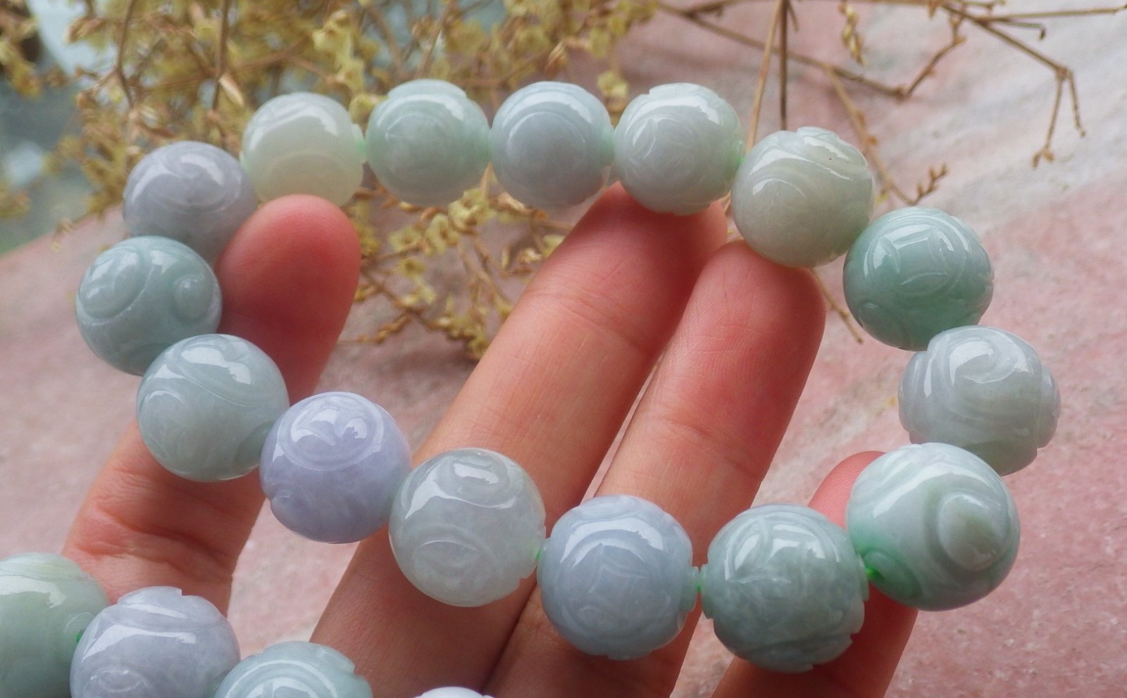 1 piece Green A JADE Jadeite Beads Bangle Coin Bracelet 7.5 inches 14 mm 734414