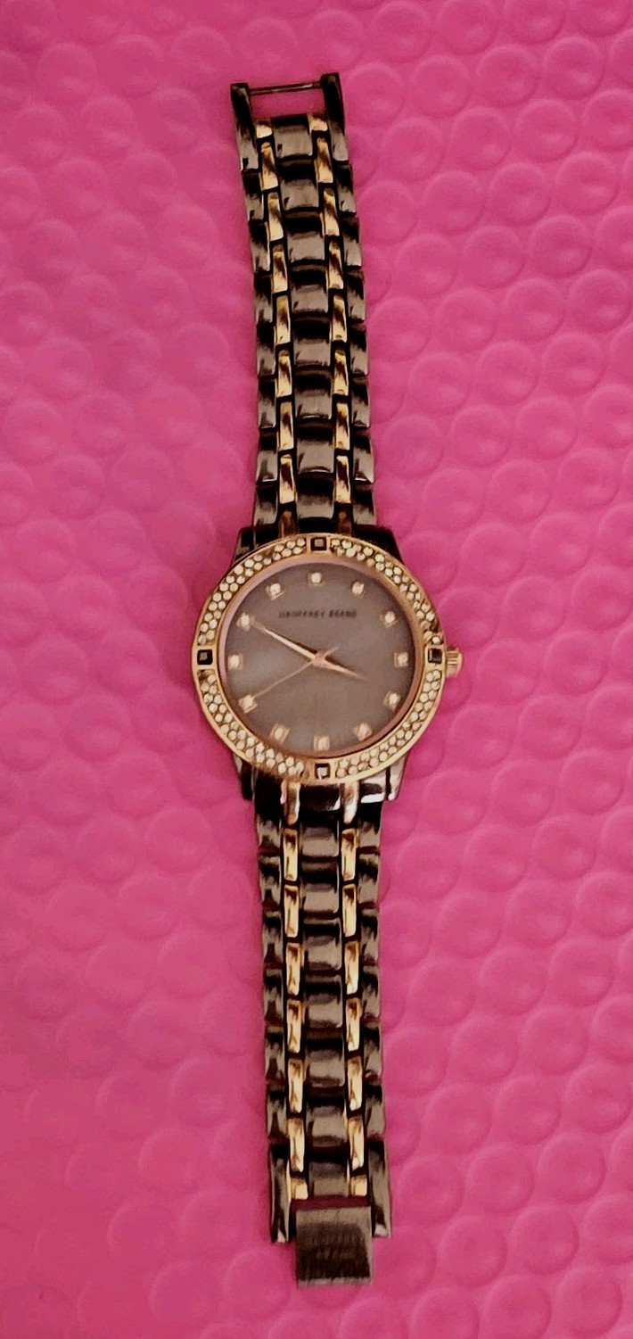 Ladies Geoffrey Beene Tortoise Shell Watch W/Mother of Pearl Face