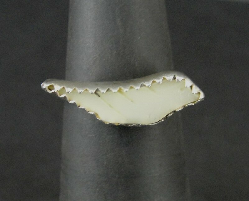 Ring Silver Twist Band Bird Mother of Pearl Fetish Sterling 925 Size 3.5 Ring