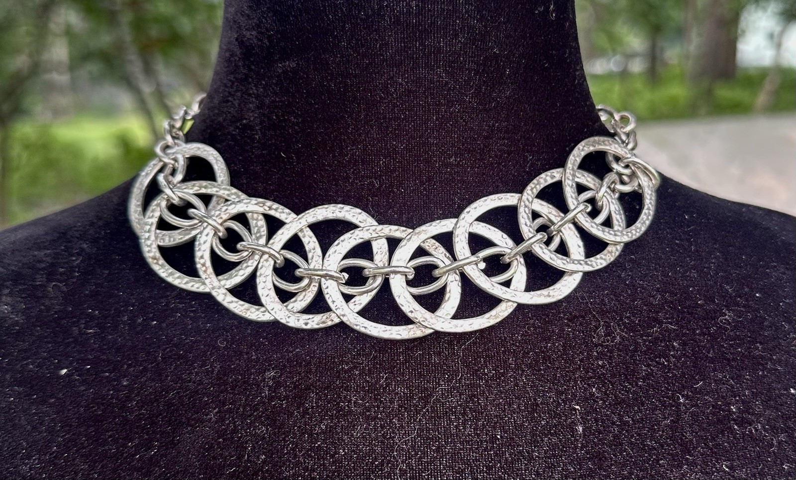 silver-tone bohemian statement choker necklace