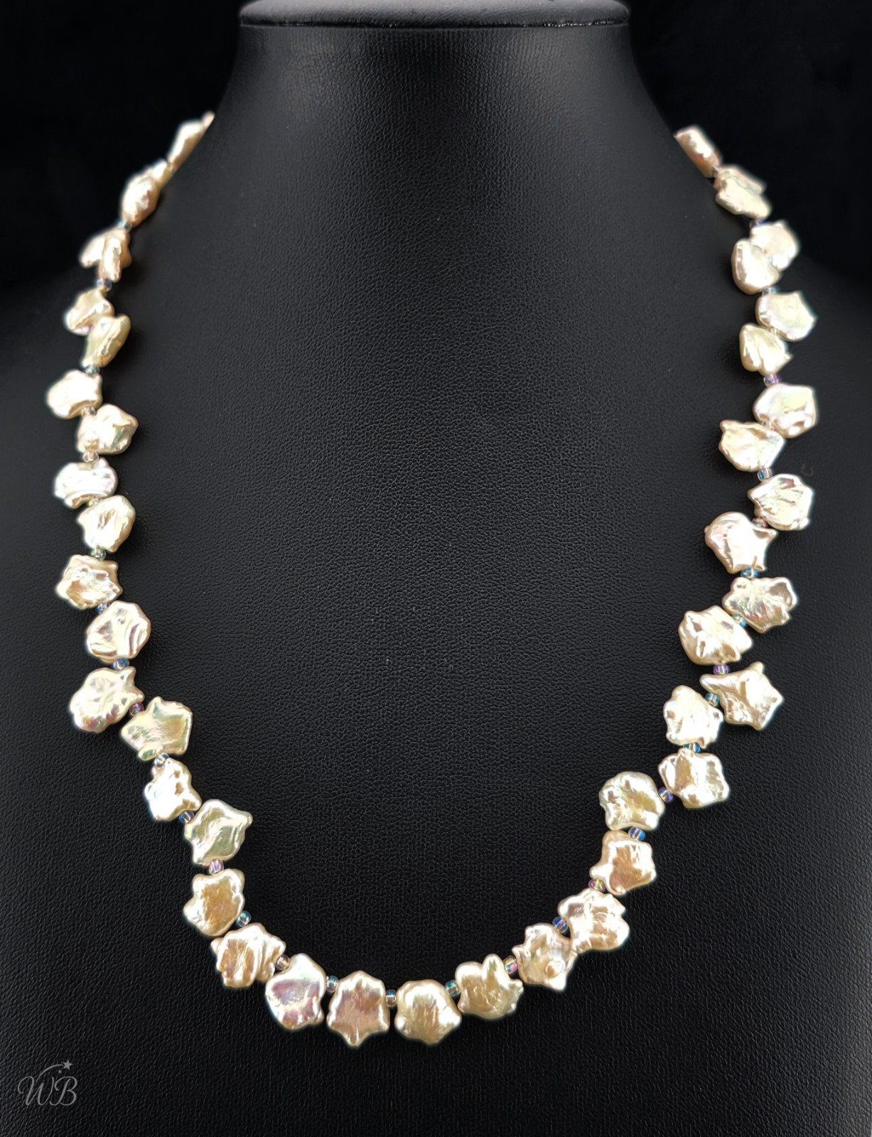 Real White Baroque Freshwater Cultured Pearl Star Necklace 20″ Silver Tone Clasp