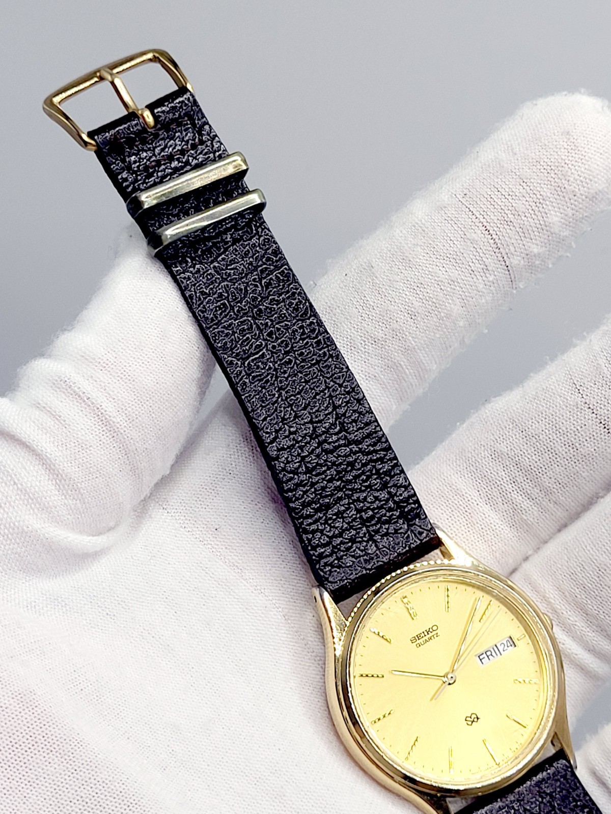 [WORKS] Seiko Watch Men 34mm Day Date Gold Dial Gold Tone Round