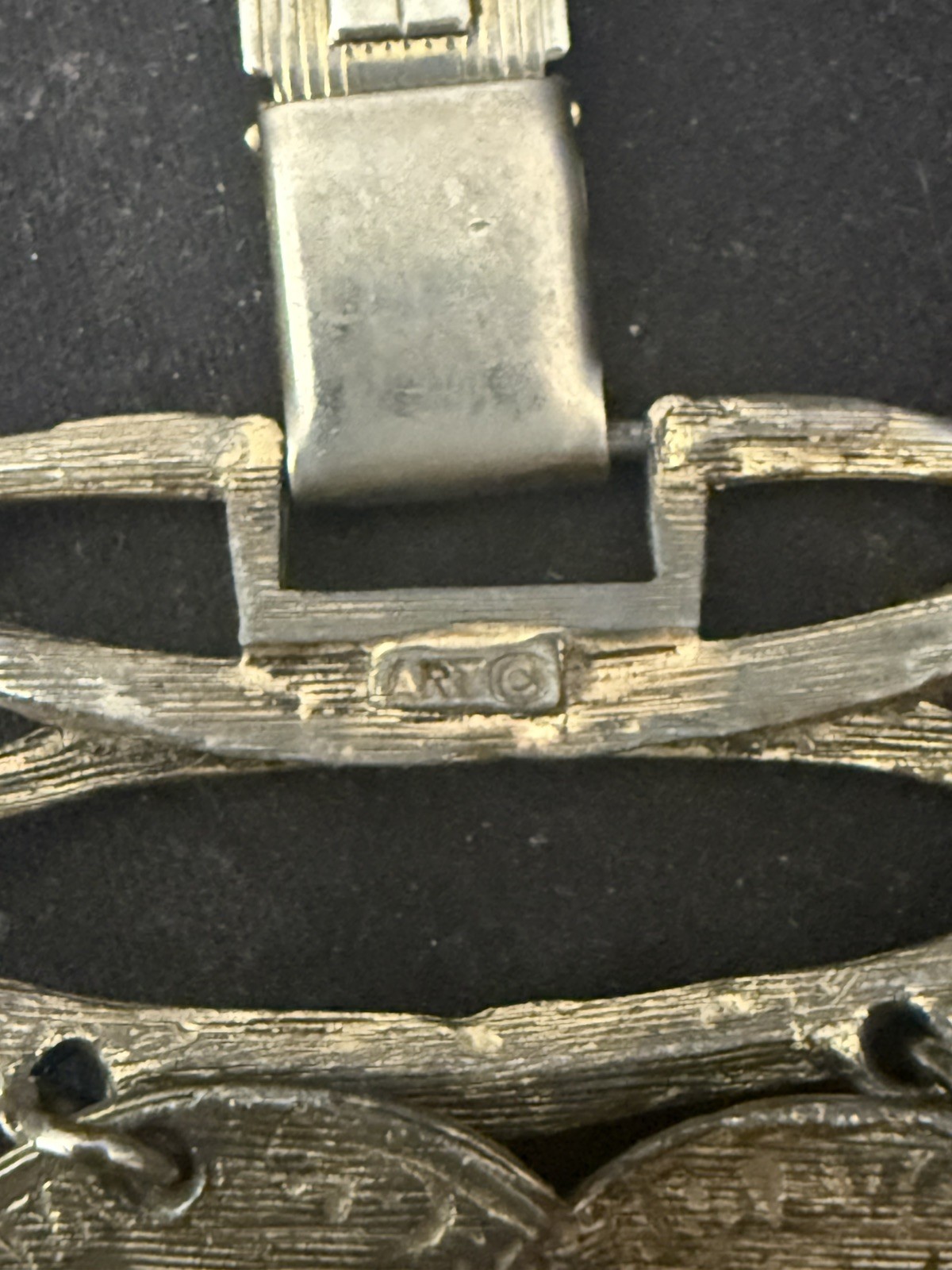 ART Arthur Pepper Wide Double Ancient Faux Coin Bracelet Signed Vintage Jewelry