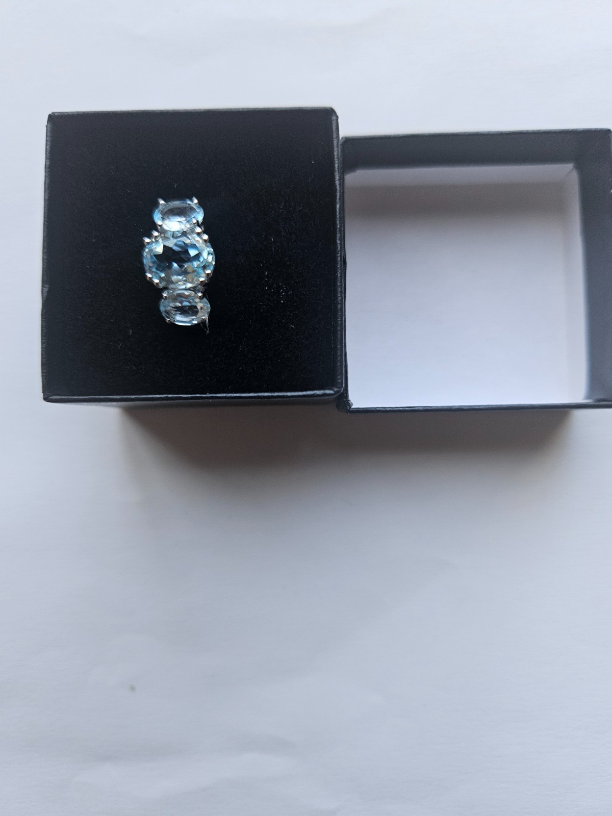 White Gold Rhodium Over Sterling Silver Topaz Size 9 (18mm Diamete Designer Ring