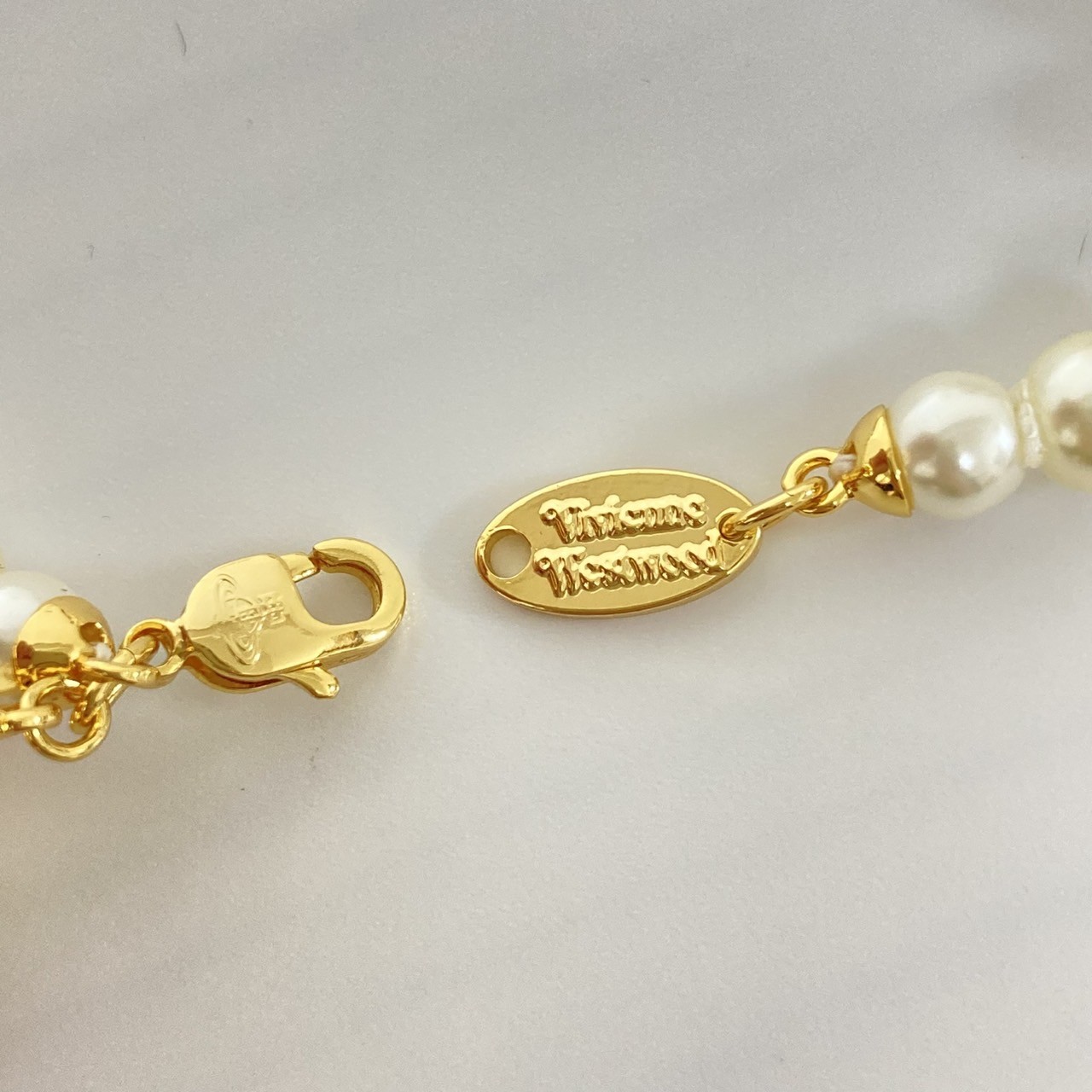 Vivienne Westwood Necklace Pearl Perfume Bottle Choker Gold Orange NO BOX