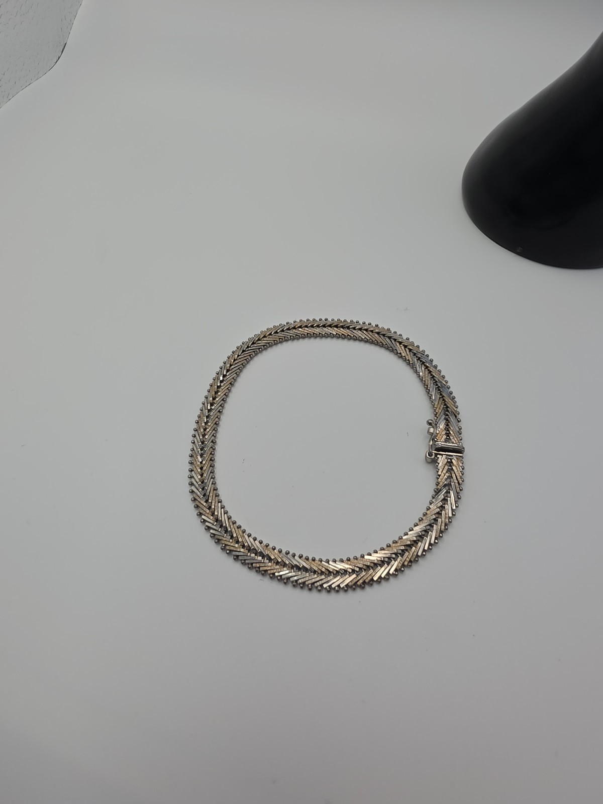 Vintage Italian 925 Silver and Gold Braided Bracelet, 8.5 Inches
