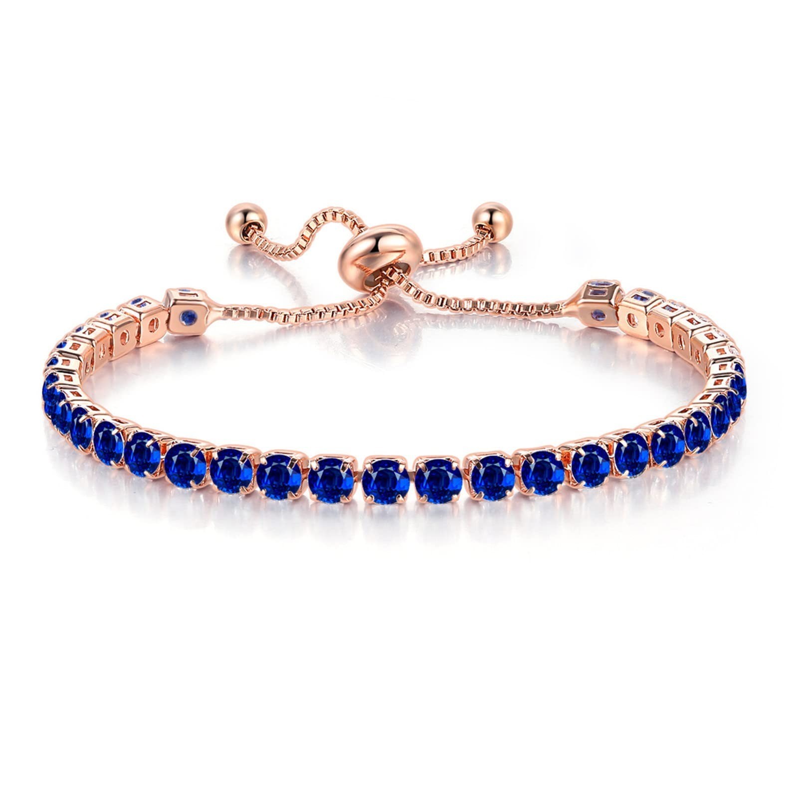 14K Gold Silver Plated Adjustable Rhinestone Beads Bracelet for Women
