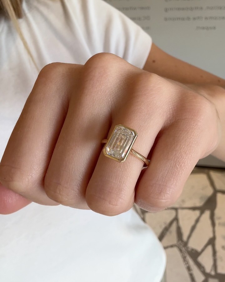 3.75 Ct Timeless Elegance Emerald Cut Lab Grown Diamond Ring 18K Yellow Gold