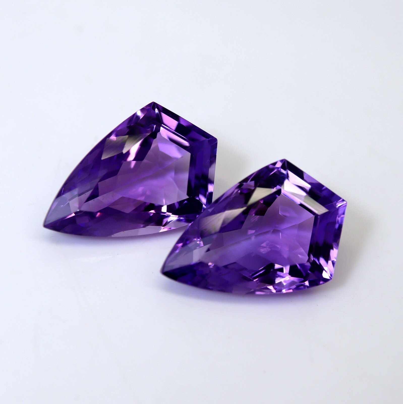 19.2×12.5 MM Natural Purple Blue Brazilian Amethyst Faceted Shield Shape Pair