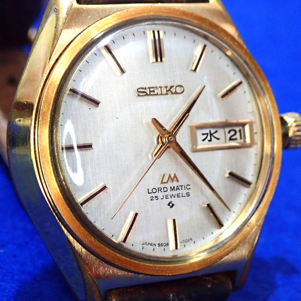 SEIKO Vintage 1971 JDM Load Matic 25J 5606-7010 Day Date KANJI Dial 37mm Linen