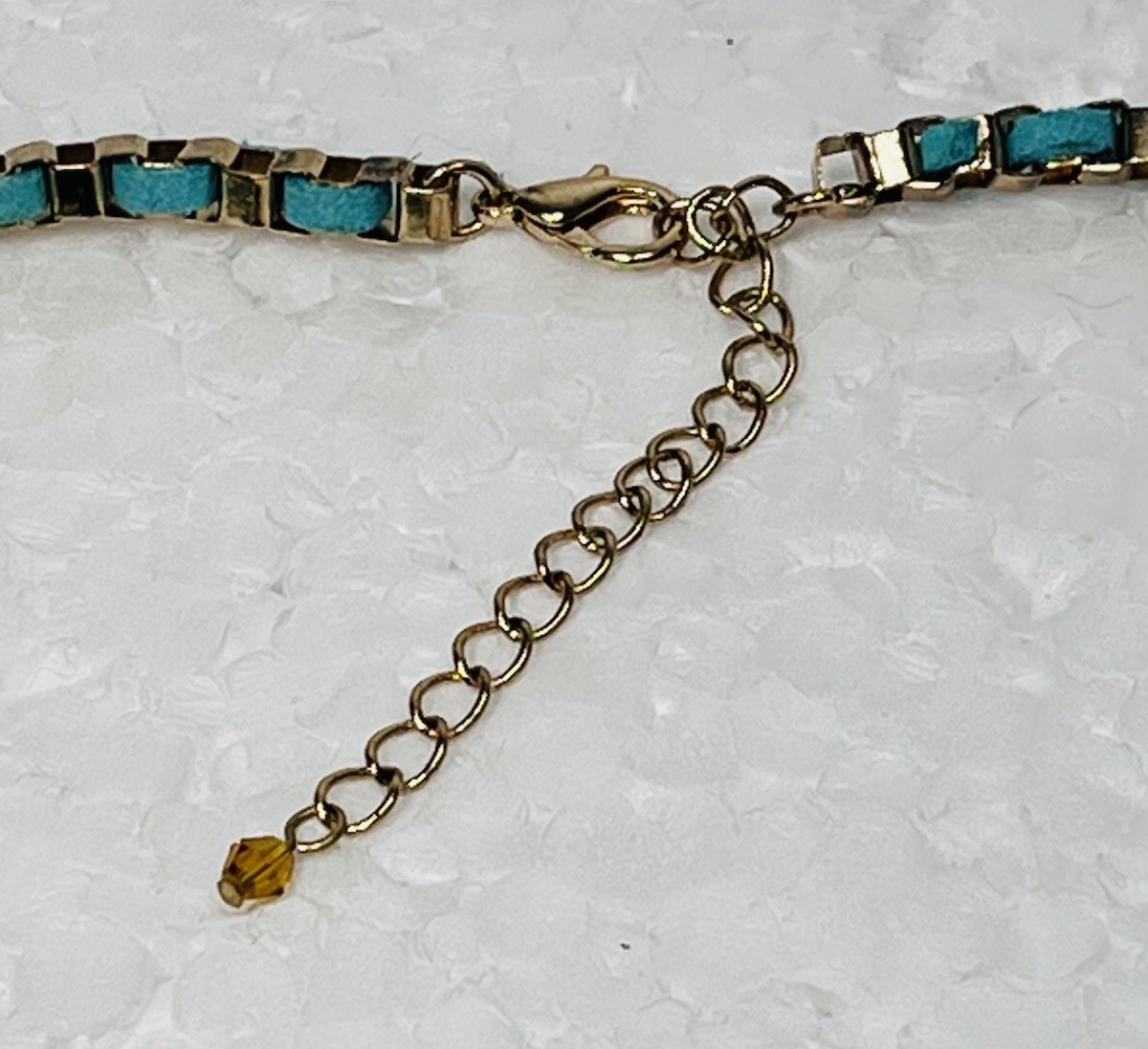 Unique Blue Green Gold Toned Floral Statement Bib Necklace Boho-Chic Vintage Ins