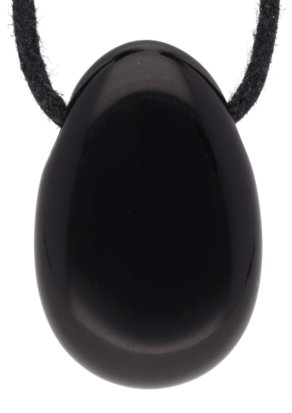 Black Obsidian Drop Pendant with Cotton Band Drilled | Gemstone Jewelry