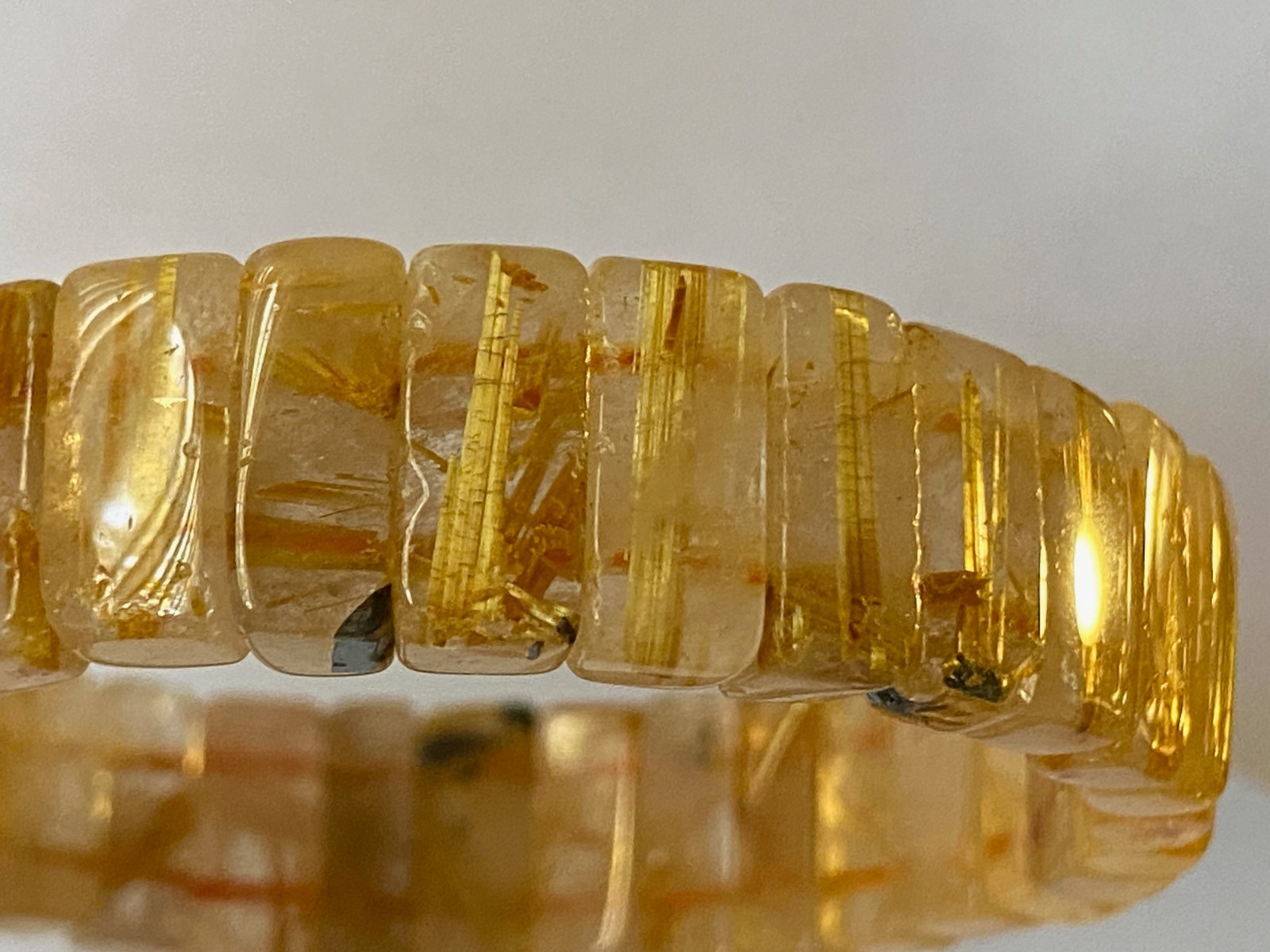 8.2″ Golden Rutilated Quartz Titanium Dioxide Inclusions Bracelet – I1414