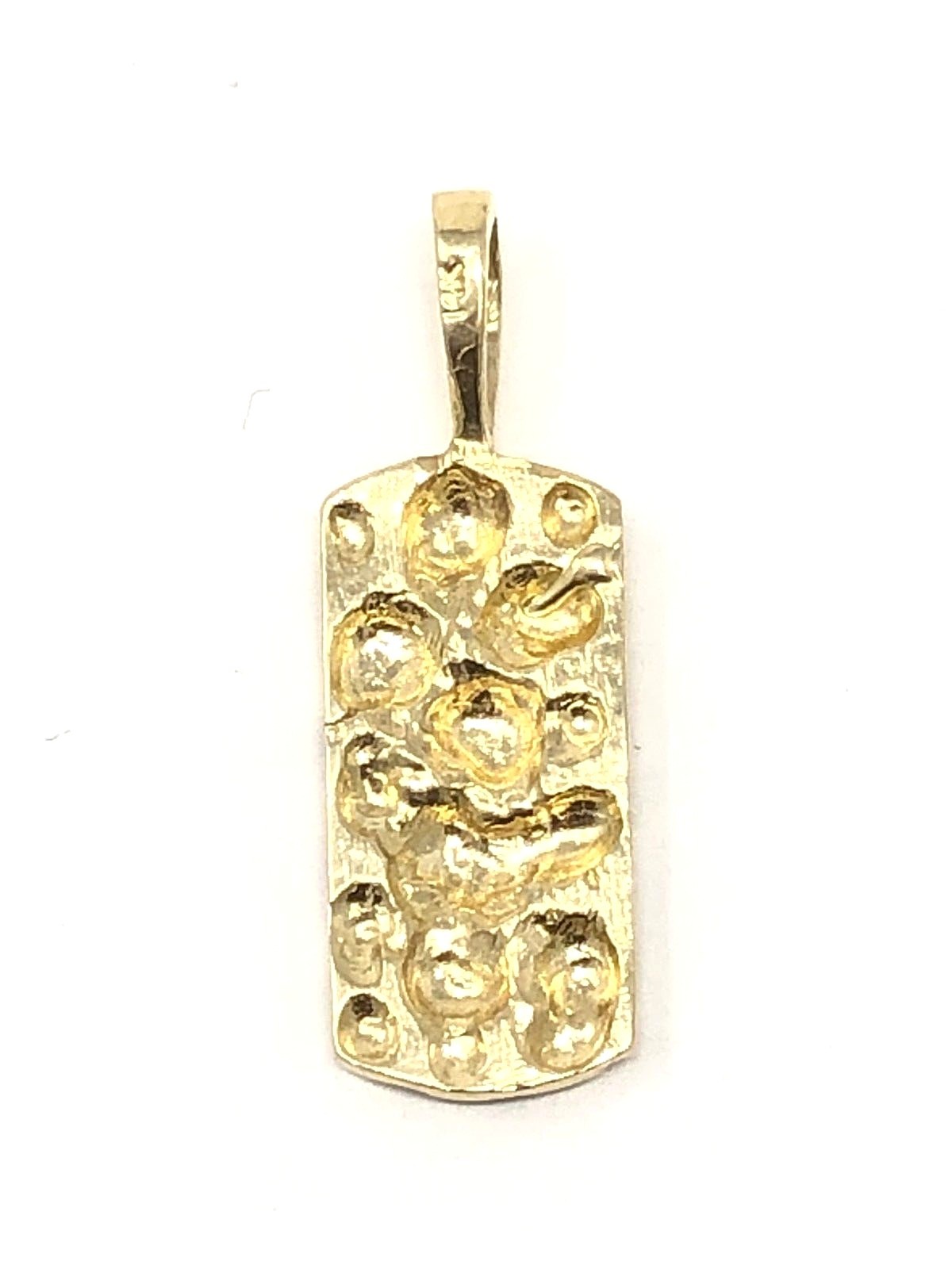 14k Yellow Gold Solid Rectangle Nugget Charm Pendant 1.15″ 3.2 grams