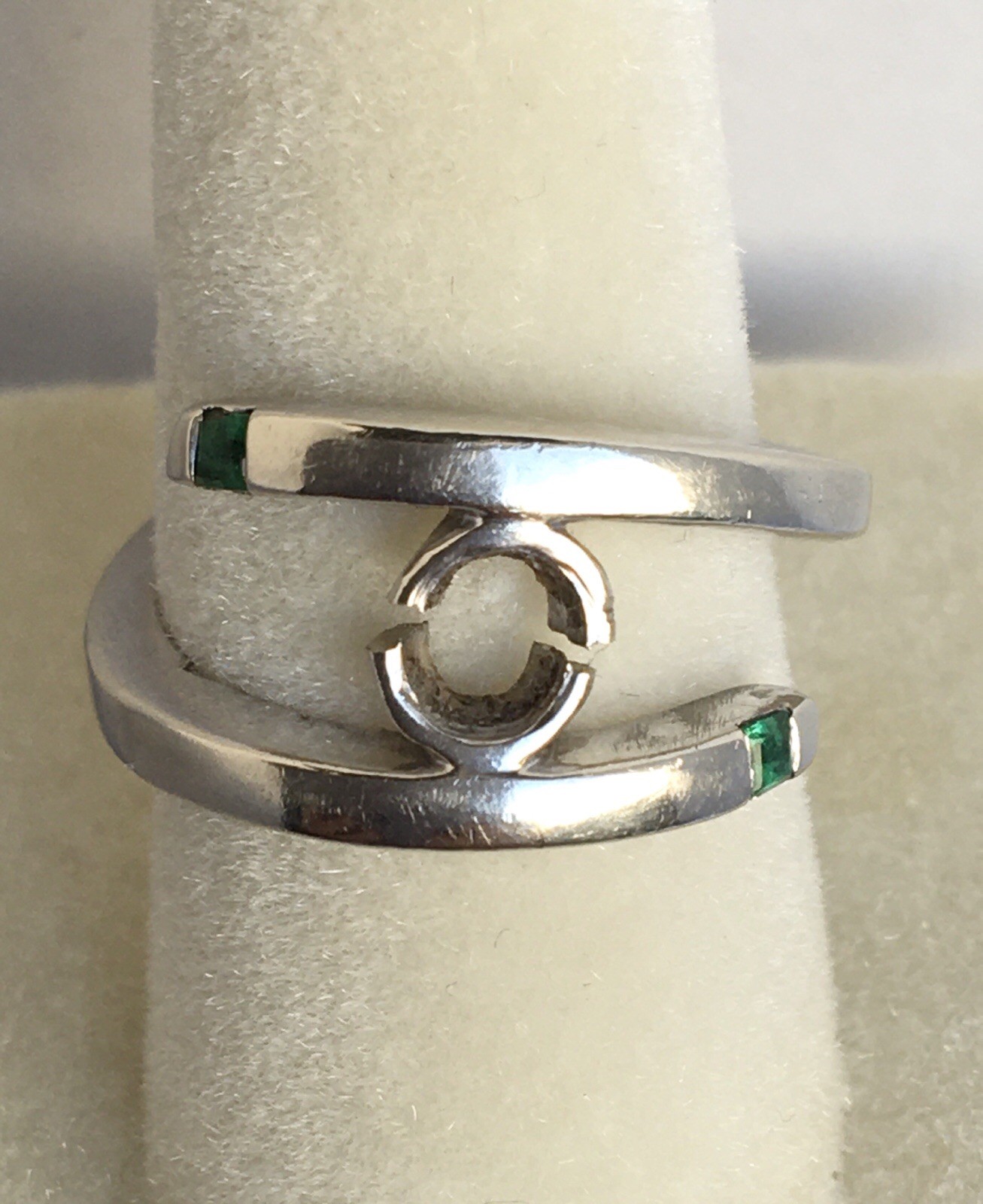 14K Solid White Gold 5g Custom Emerald Ring Remount Setting Size 5.5 Handmade