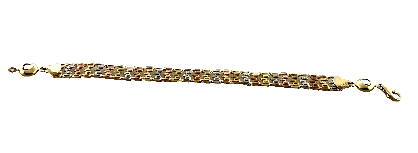 14k Tri-color Gold Hollow Link Women’s Bracelet