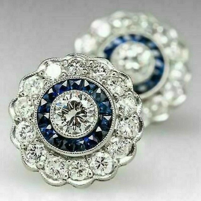 2.4Ct Round Cut Moissanite 14k White Gold Plated Party Wear Ladies Stud Earrings