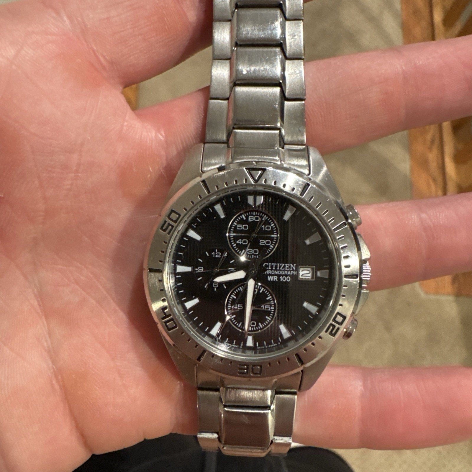Citizen AN3460-56E Stainless Steel Black Dial Chronograph Men’s Watch