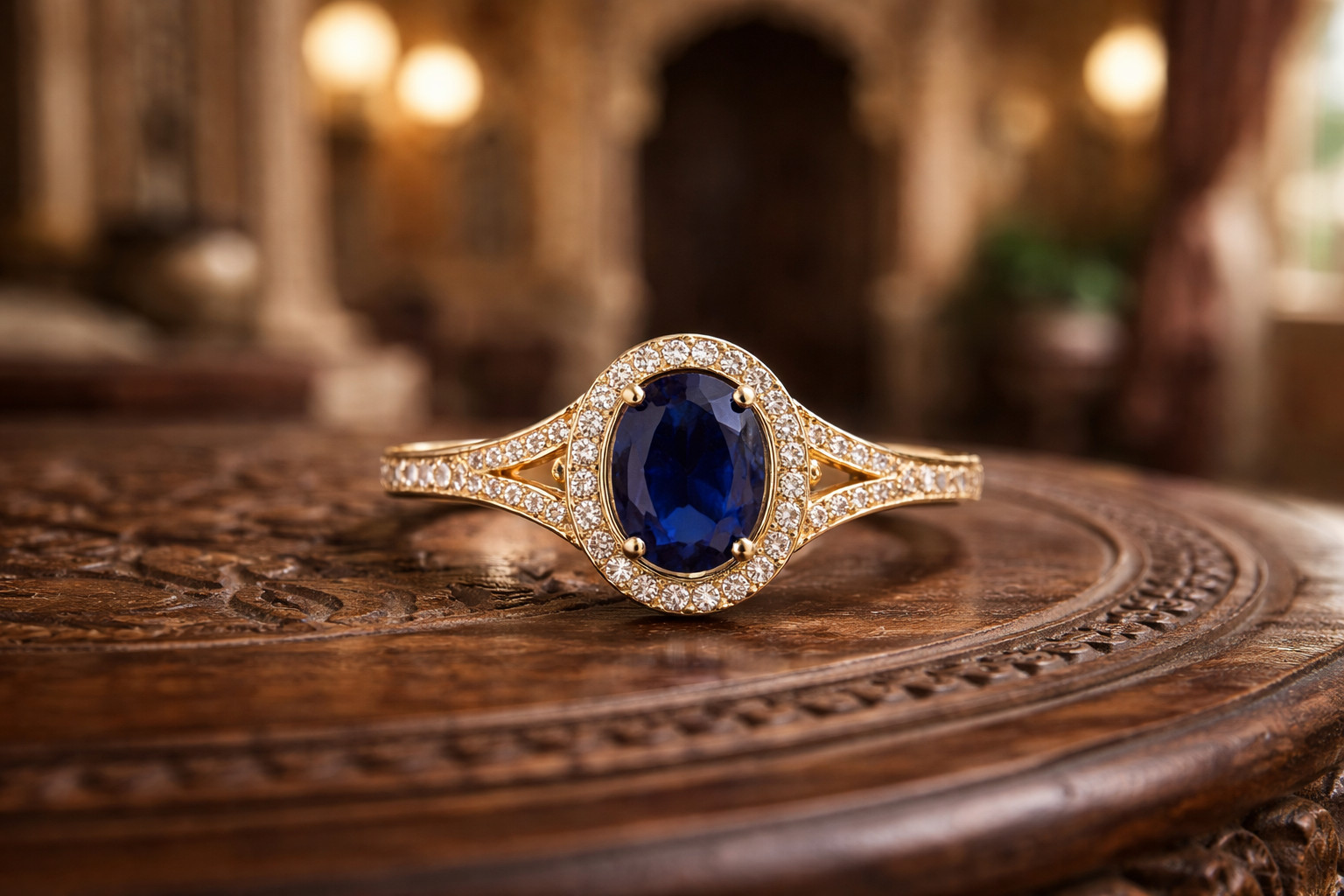 3.00 Ct Oval Natural Sapphire & Diamond Wedding Gift Ring 14K Yellow Gold Sz 7